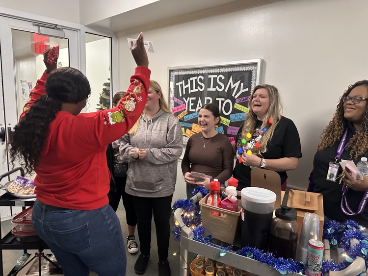 guidance counselor celebrating she won a gift card