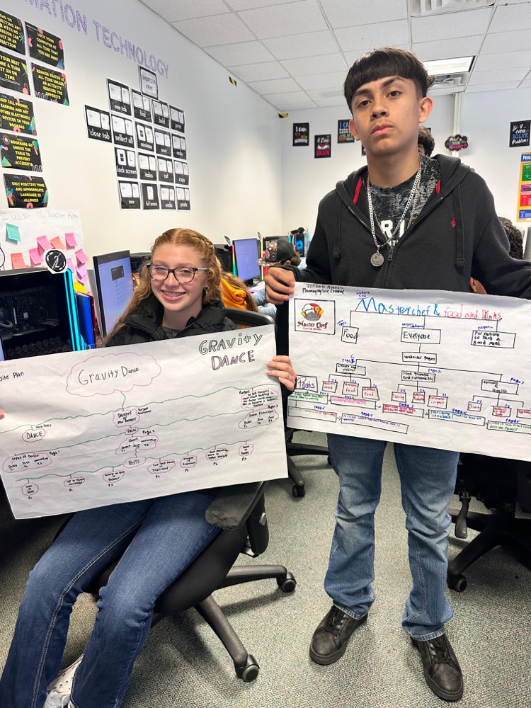 students showing off posters 