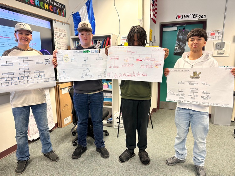 students showing off posters 