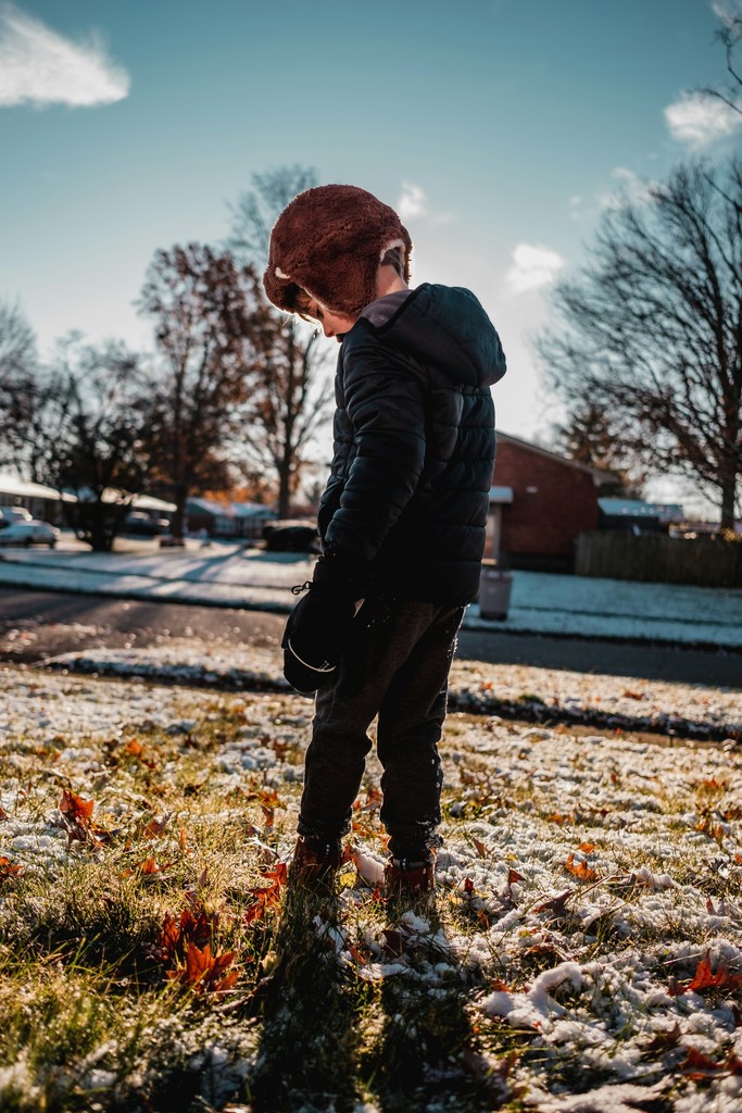 Child Wearing Warm Clothes and Hat
