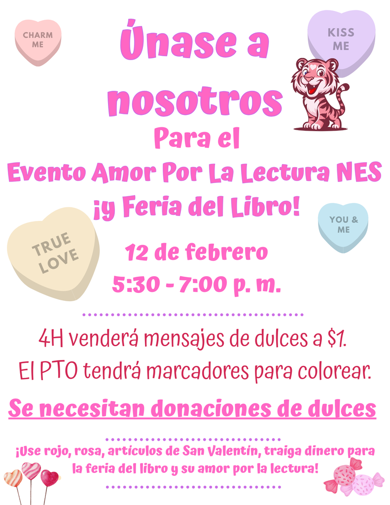 pink hearts, pink tiger, pink candy Valentine's flyer