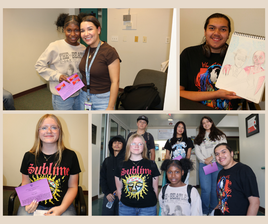 collage of four pictures of student of the month luncheon