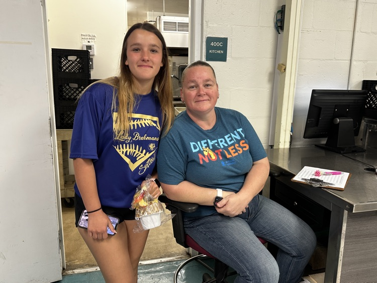 student and cafeteria lady