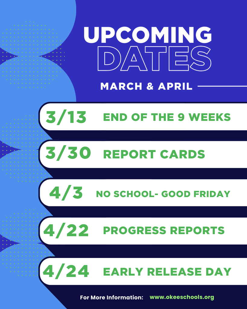 Upcoming Important Dates