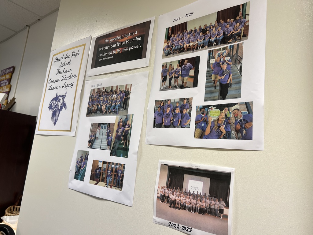 signs and pictures of teacher legacy on principals wall