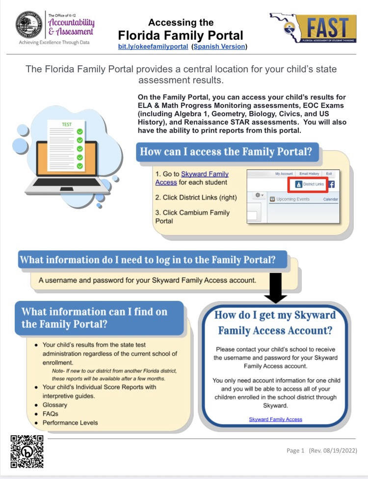 accessing family portal for Okeechobee skyward 