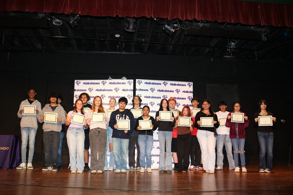 merit Honor roll group of students on stage