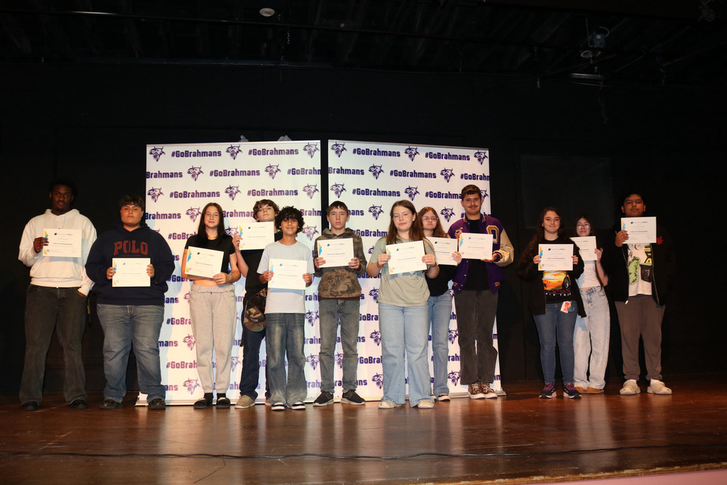 students with certications on stage