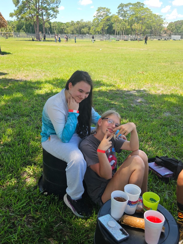 students at reward day outside