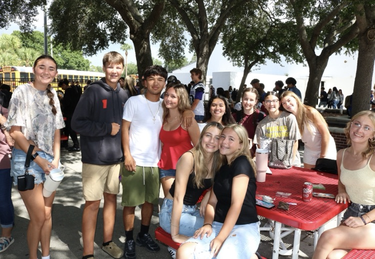 group of students in courtyard