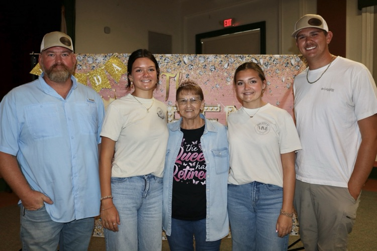 five family members at retirement party 