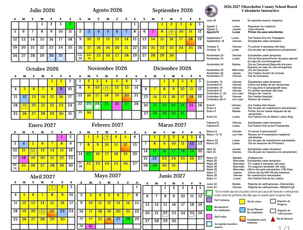 Calendar Spanish