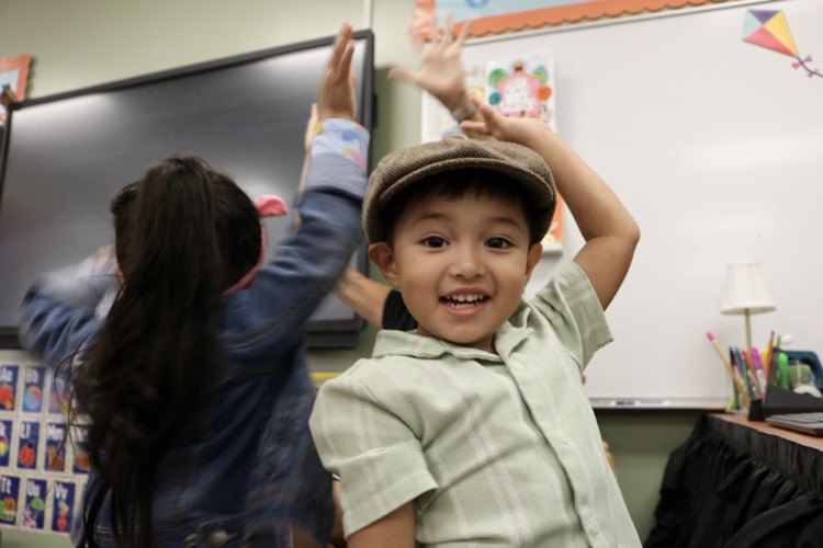 students dancing in class