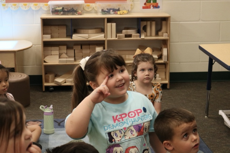student learning her numbers