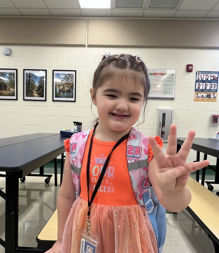 student showing the number four for her birthday 