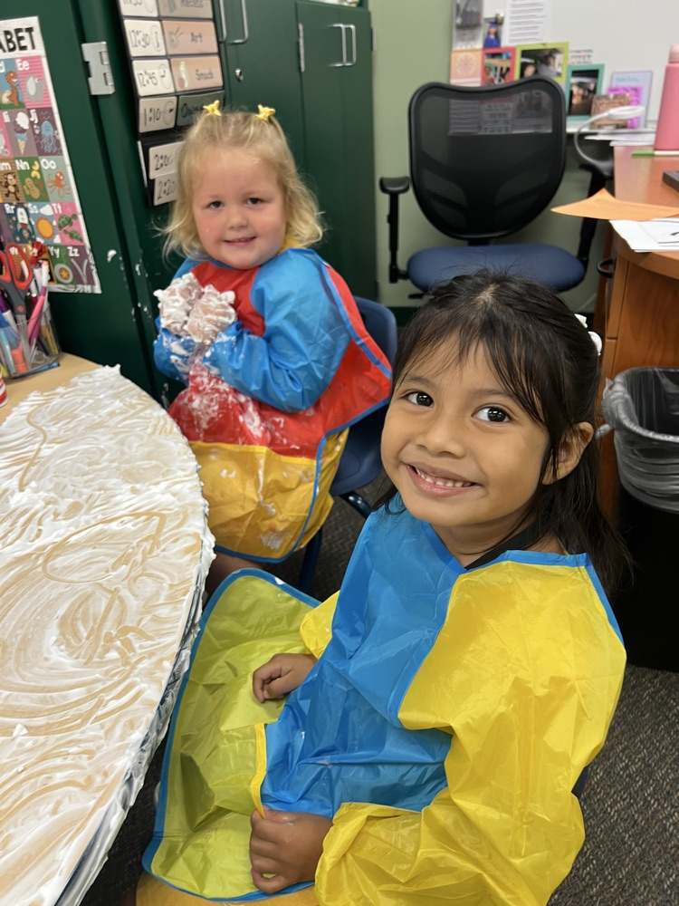 students playing with foam