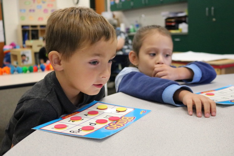 students playing bingo 