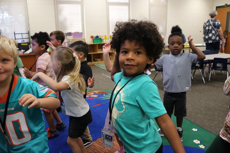 students dancing in class