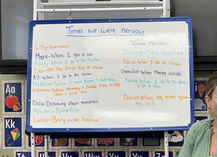 board with answers of what makes students nervous