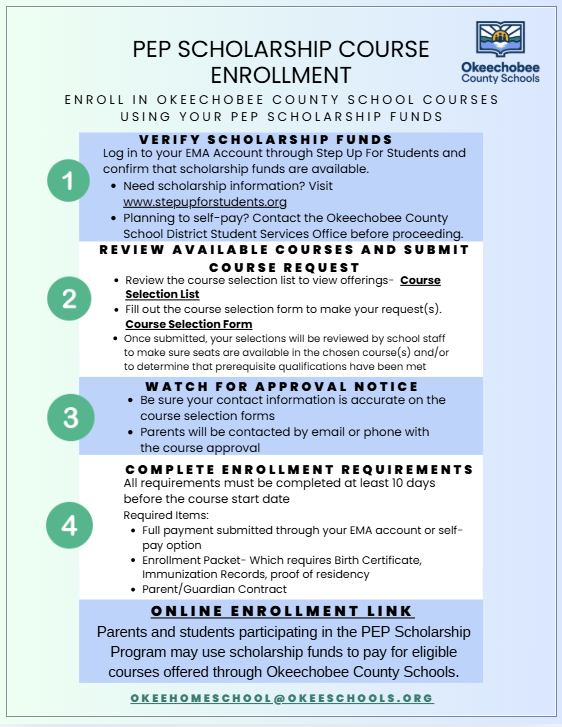 Pep scholarship courses