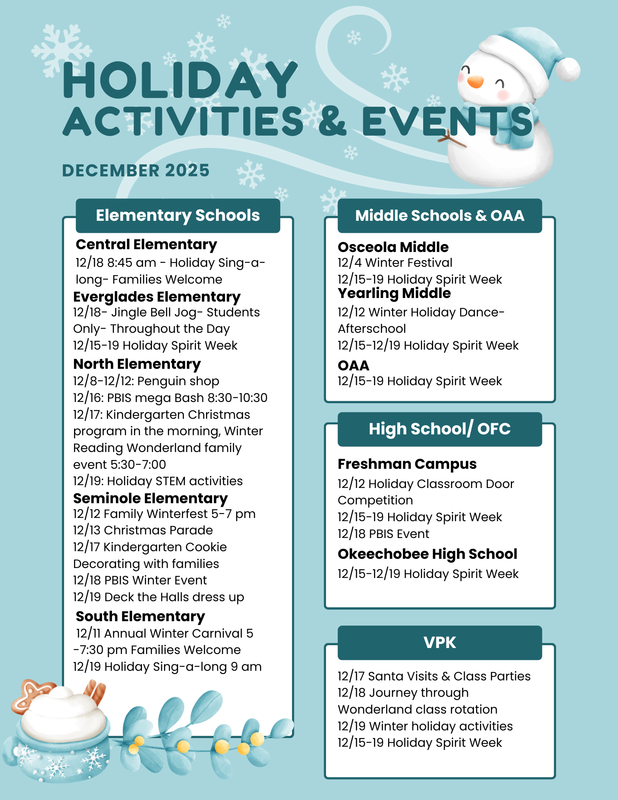 Holiday Activities 2025