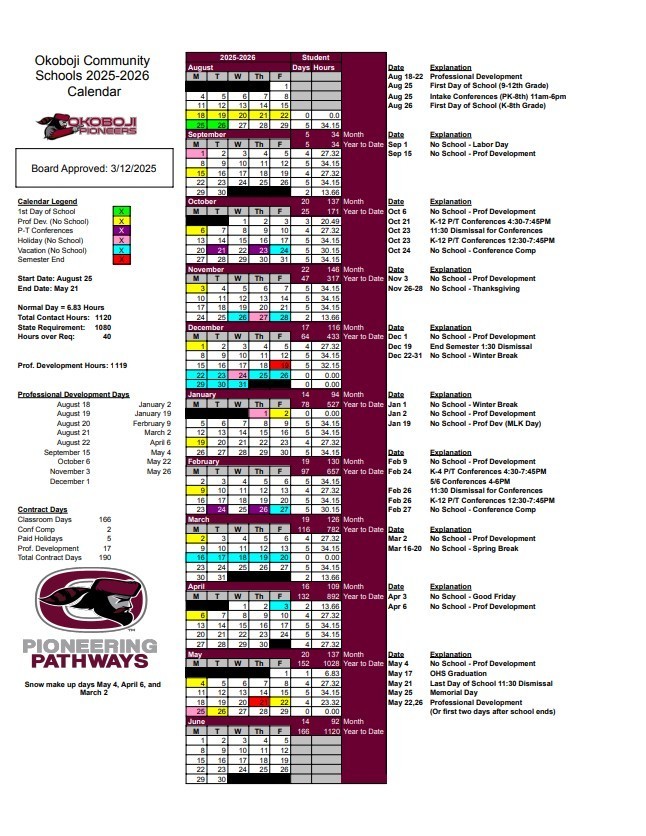 2025-2026 OCSD Calendar