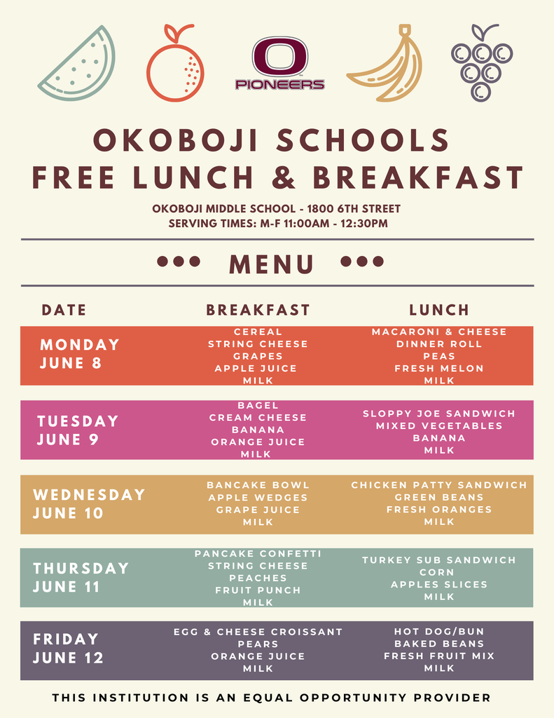 June 8-12 Menu