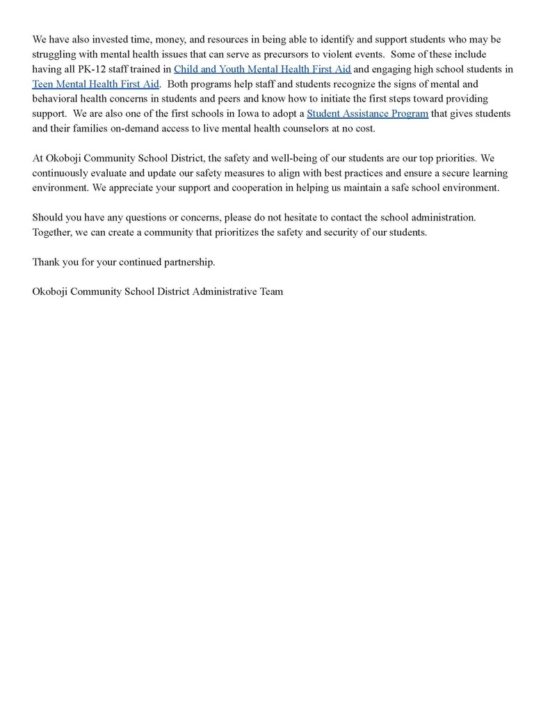 School Safety Letter Page 2