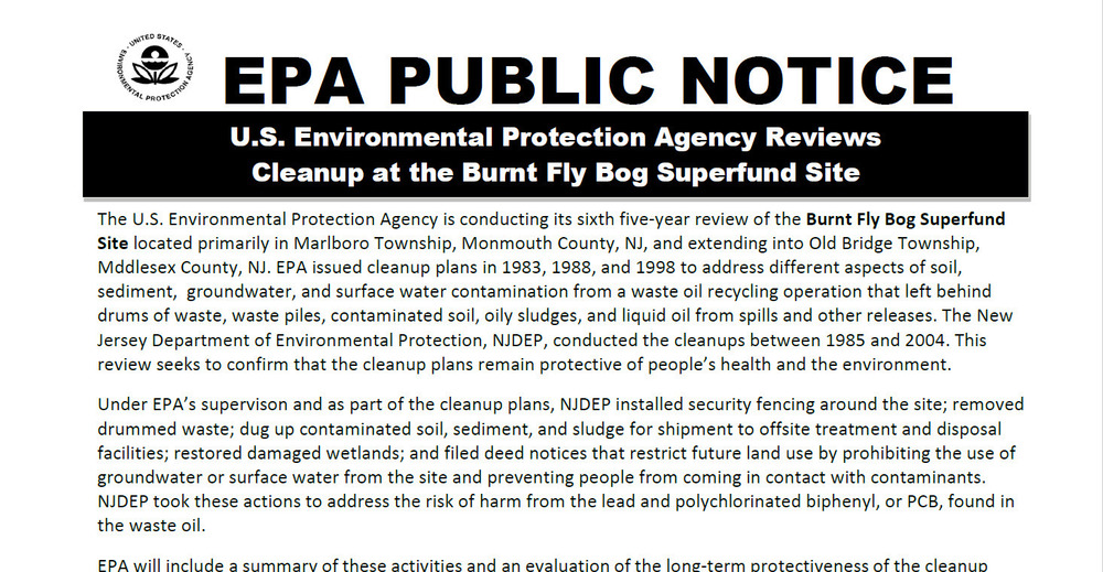 flyer of EPA public notice