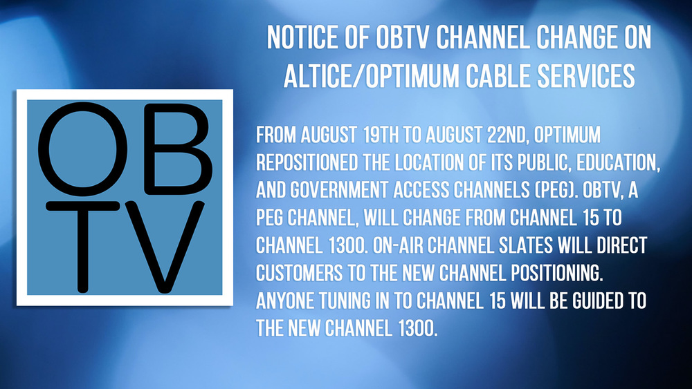 Notice of OBTV channel change on Altice/Optimum Cable Services
