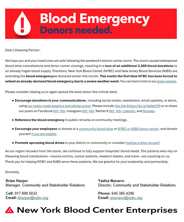 flyer asking for blood donations