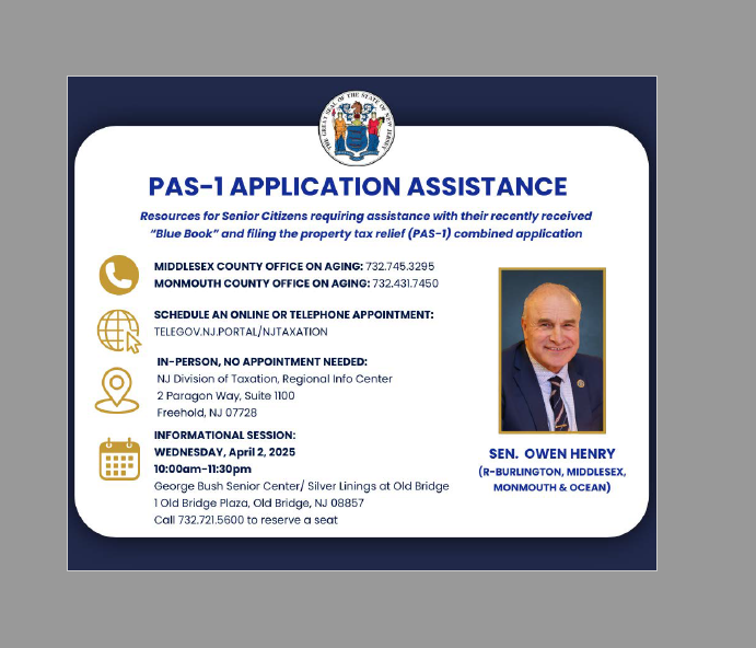 PAS 1 Application Assistance Information Flyer with Picture of Senator Henry