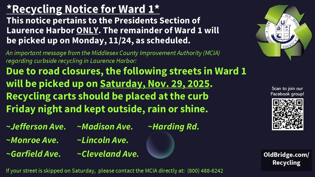 Important Recycling notice for the Presidents section of Laurence Harbor