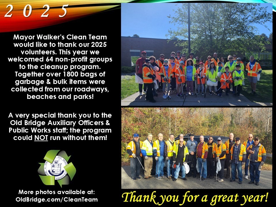 Thank you to our 2025 Clean Team volunteers, Auxiliary Officers & DPW staff members!