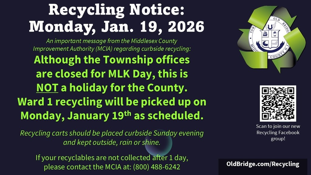 As a reminder, Monday is NOT a holiday for the MCIA. Ward 1 recyclables will be picked up as scheduled. Recycling carts should be placed at the curb on Sunday evening and kept outside, rain or shine.