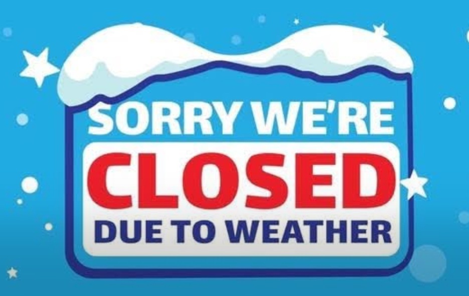 flyer that says sorry we're closed due to weather. Old Bridge Township will be closed Monday February 23, 2026.