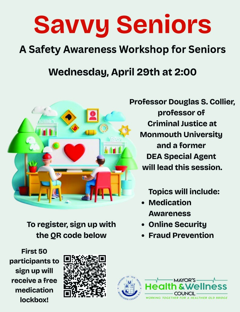 Join us for Savvy Seniors - A Safety Awareness Workshop for Seniors on Wednesday, April 29th, 2026 at 2:00PM. To sign up, scan the QR code below.