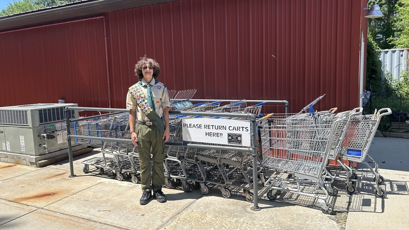 Daniel Gavrikov, a member of Boy Scout Troop 219 in Old Bridge, has completed a new shopping cart corral for the Food Bank as part of his Eagle Scout project.