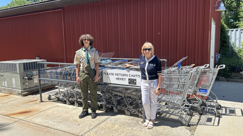 Daniel Gavrikov, a member of Boy Scout Troop 219 in Old Bridge, has completed a new shopping cart corral for the Food Bank as part of his Eagle Scout project.