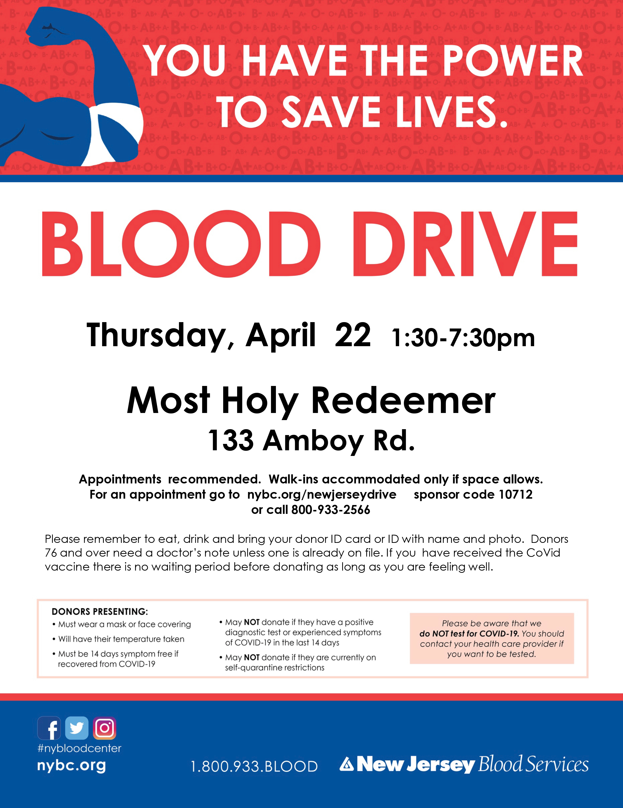 Blood Drive April 22nd | Old Bridge Township