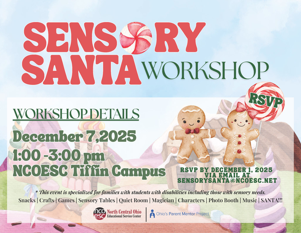 Sensory Santa Workshop will be held on December 07, 2025 at NCOESC Tiffin Campus.