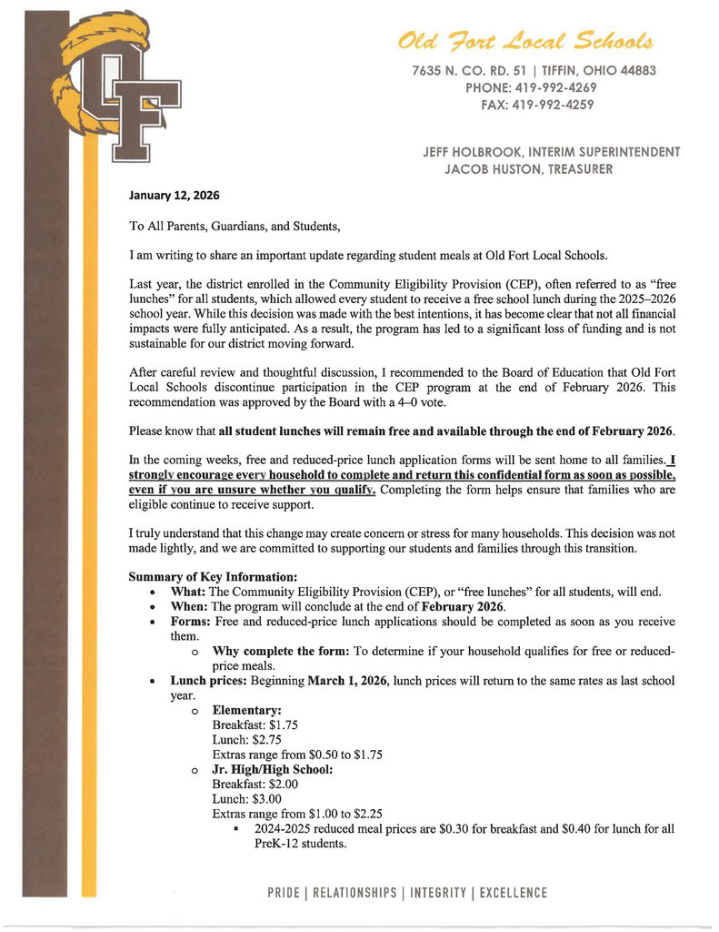 IMPORTANT DISTRICT LETTER  1 OF 2 PAGES