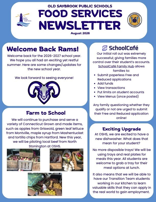 Food Services Newsletter Page 1
