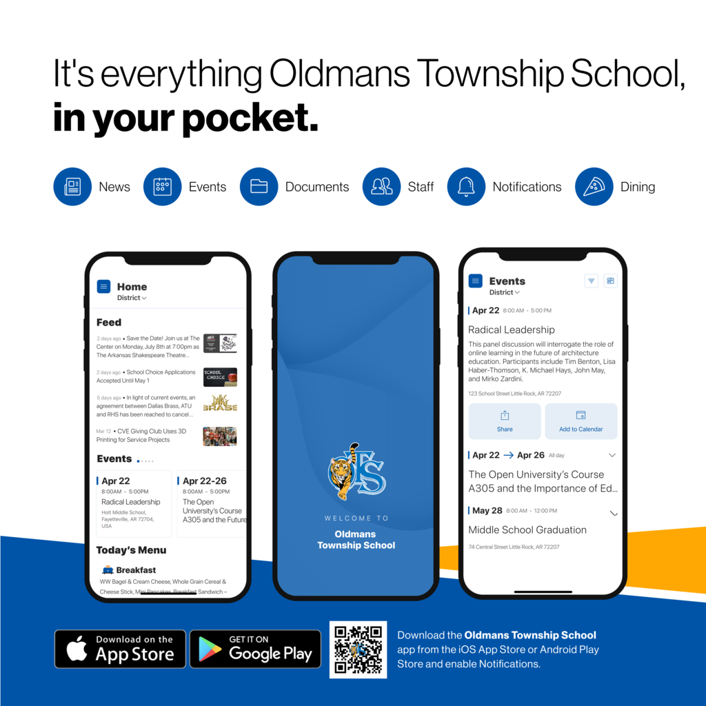 New App for Oldmans Township School District! Please contact school for more information. 