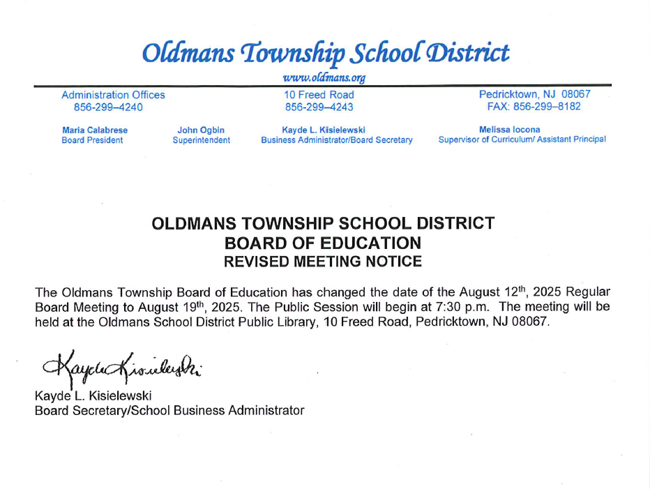 8-19 BOE Meeting Change