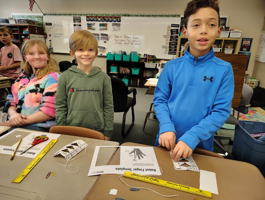 4th Grade made robotic fingers learning about the muscular and skeletal systems