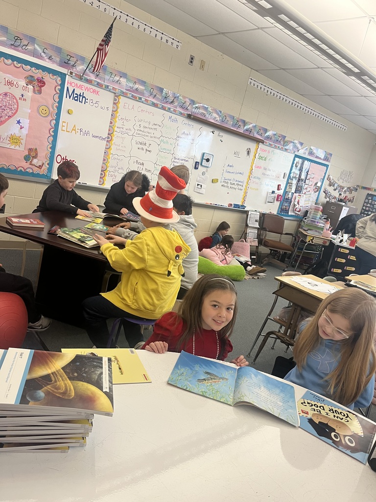 3rd and 4th grade buddy reading to celebrate Read Across America Day!