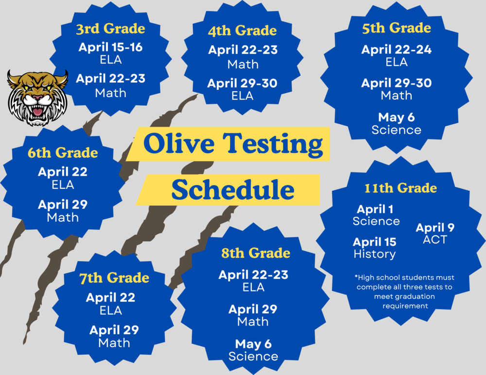 Testing Schedule 2025