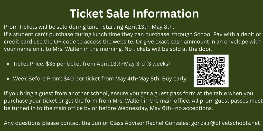 OHS Prom - Ticket Information