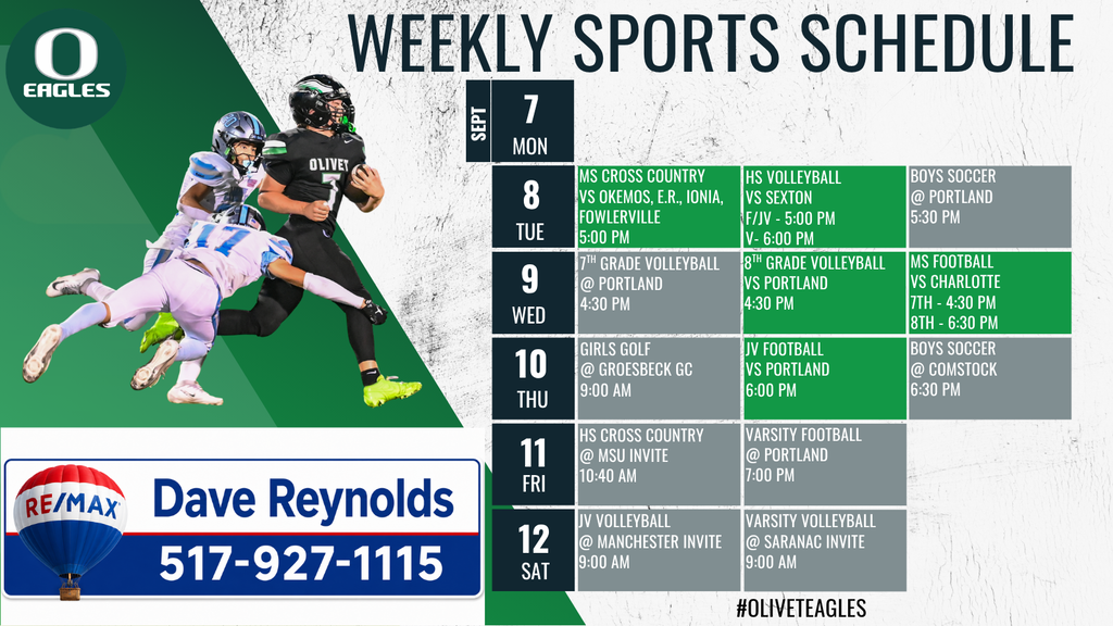 Weekly Athletics Schedule